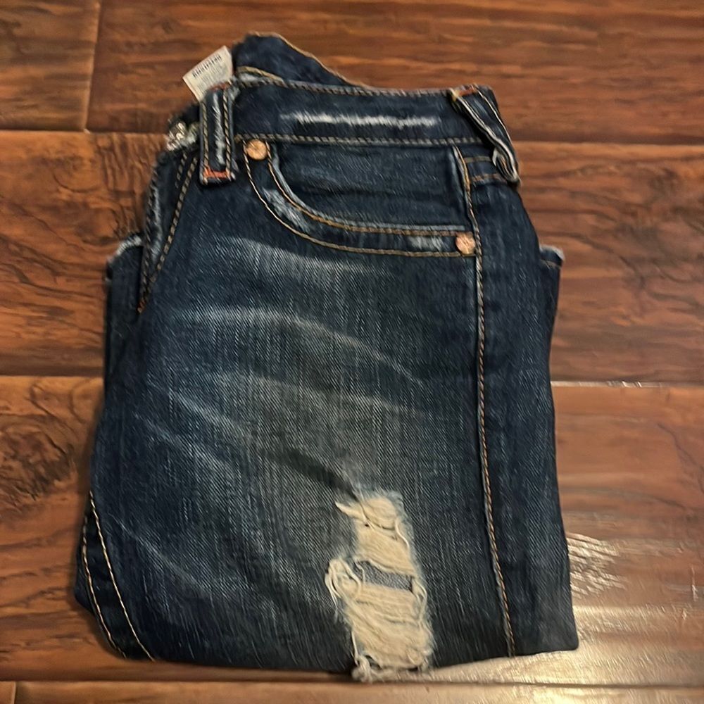 Y2K True Religion Distressed Ripped Holes Flare Jeans